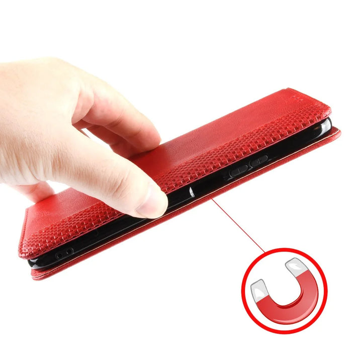 For Google Pixel 9 Pro / Pixel 9 Case Retro PU Leather Wallet Phone Cover Magnetic Auto-Absorbed - Red - 4