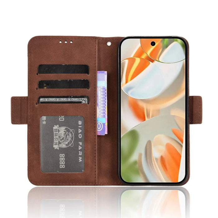 For Google Pixel 9 Pro / Pixel 9 Case Wallet Card Slots PU Leather + TPU Full Protection Phone Cover - Brown - 2
