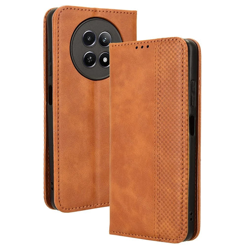 For Realme Narzo 70x 5G / C65 5G / Narzo N65 5G / 13 5G / 12 5G / 12x 5G Wallet Phone Case Retro Leather Magnetic Closing Leather Flip Cover - Brown - 1