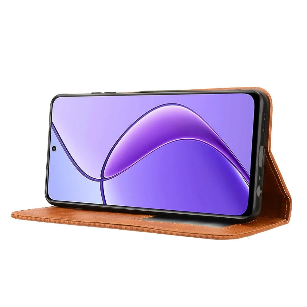 For Realme Narzo 70x 5G / C65 5G / Narzo N65 5G / 13 5G / 12 5G / 12x 5G Wallet Phone Case Retro Leather Magnetic Closing Leather Flip Cover - Brown - 3