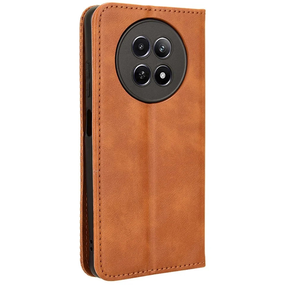 For Realme Narzo 70x 5G / C65 5G / Narzo N65 5G / 13 5G / 12 5G / 12x 5G Wallet Phone Case Retro Leather Magnetic Closing Leather Flip Cover - Brown - 7