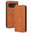 For Google Pixel 9 Pro XL Case Vintage Leather Stand Magnetic Closure Phone Cover - Brown - 1