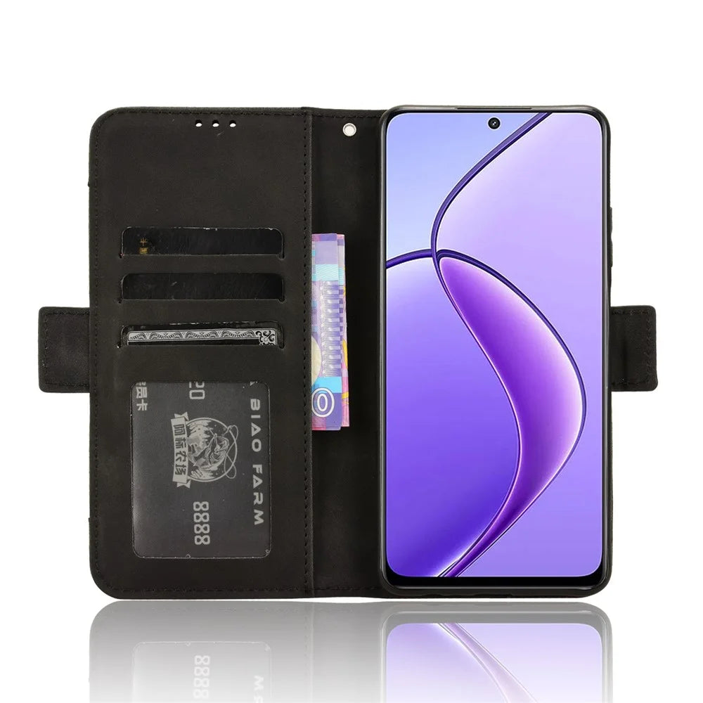 For Realme Narzo 70x 5G / C65 5G / Narzo N65 5G / 13 5G / 12 5G / 12x 5G Card Slots Case Anti-Drop Magnetic Closure Leather Phone Cover - Black - 3