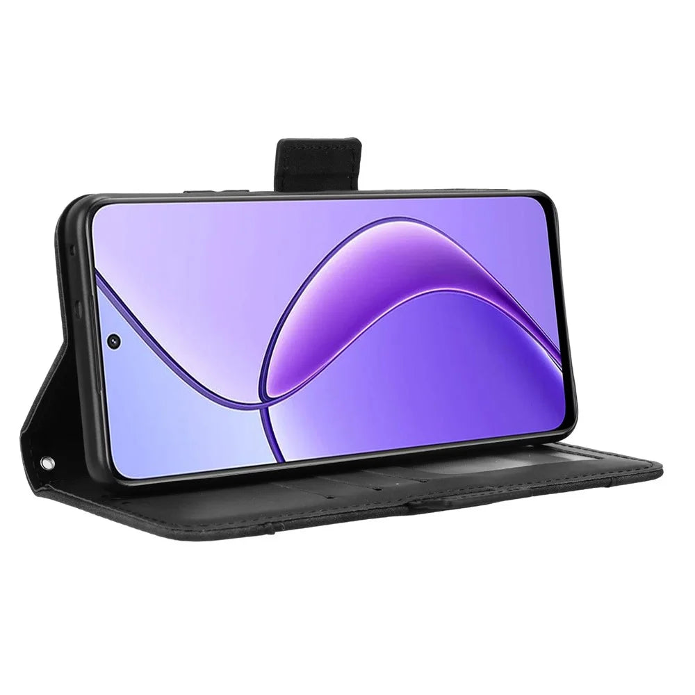 For Realme Narzo 70x 5G / C65 5G / Narzo N65 5G / 13 5G / 12 5G / 12x 5G Card Slots Case Anti-Drop Magnetic Closure Leather Phone Cover - Black - 4