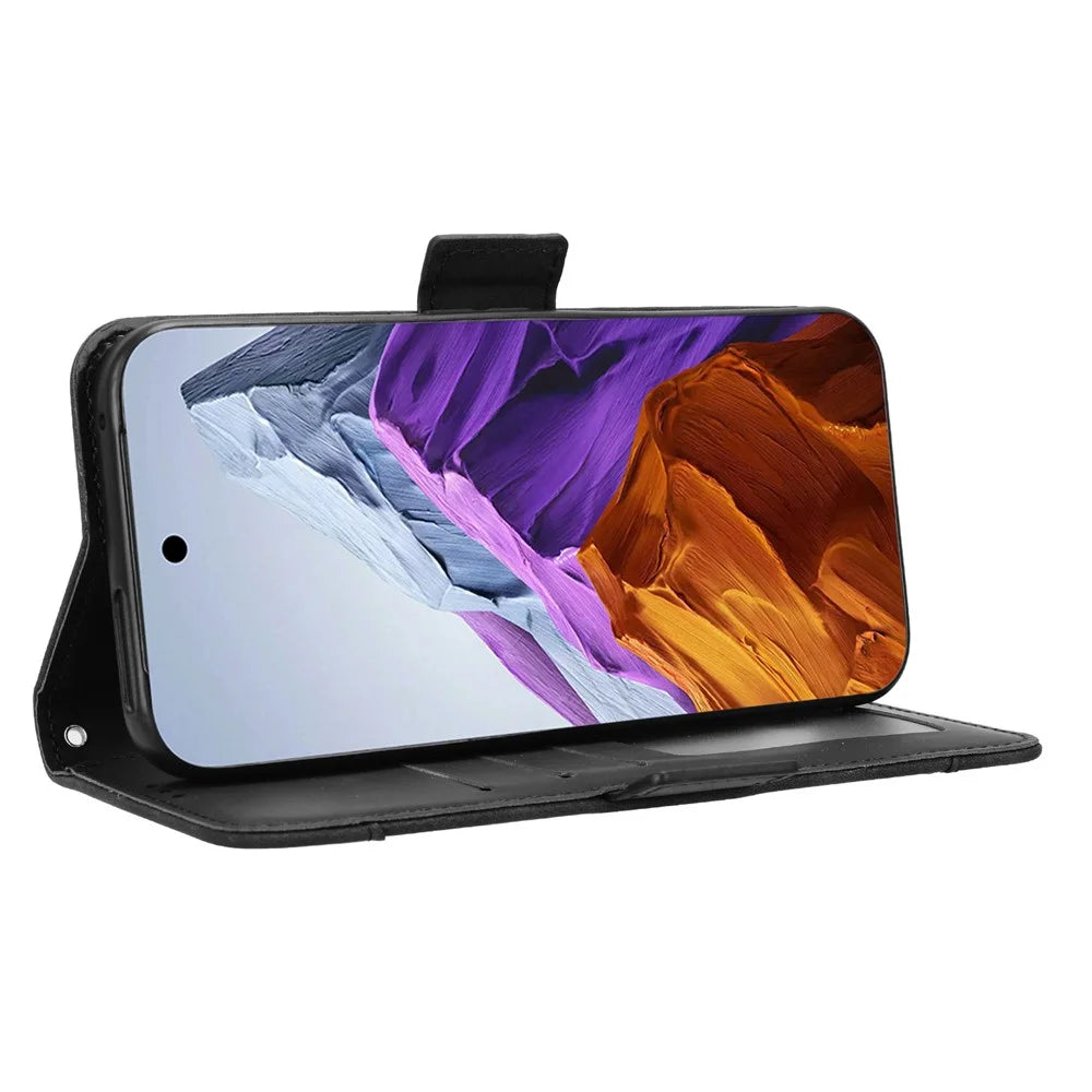 For Google Pixel 9 Pro XL Case PU Leather Stand Wallet Phone Cover with Multi Card Slots - Black - 4