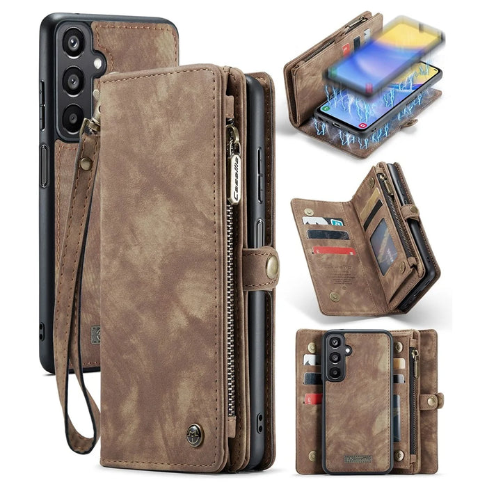 For Samsung Galaxy A15 4G / 5G Phone Cases CASEME 008 Leather Cover with Detachable Wallet and Strap - Brown - 1