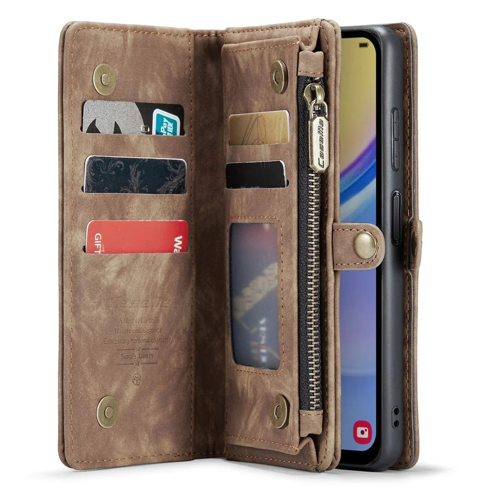 For Samsung Galaxy A15 4G / 5G Phone Cases CASEME 008 Leather Cover with Detachable Wallet and Strap - Brown - 3