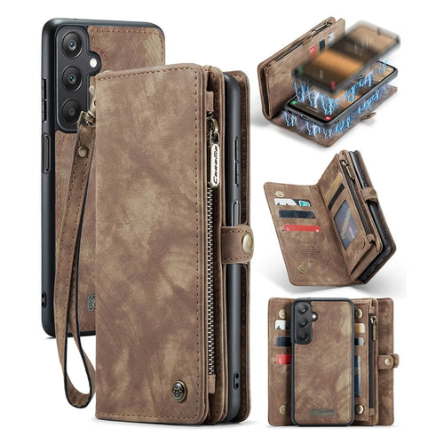 For Samsung Galaxy A25 5G (Global) (161mm) Phone Cases CASEME 008 Leather Cover with Detachable Wallet and Strap - Brown - 1
