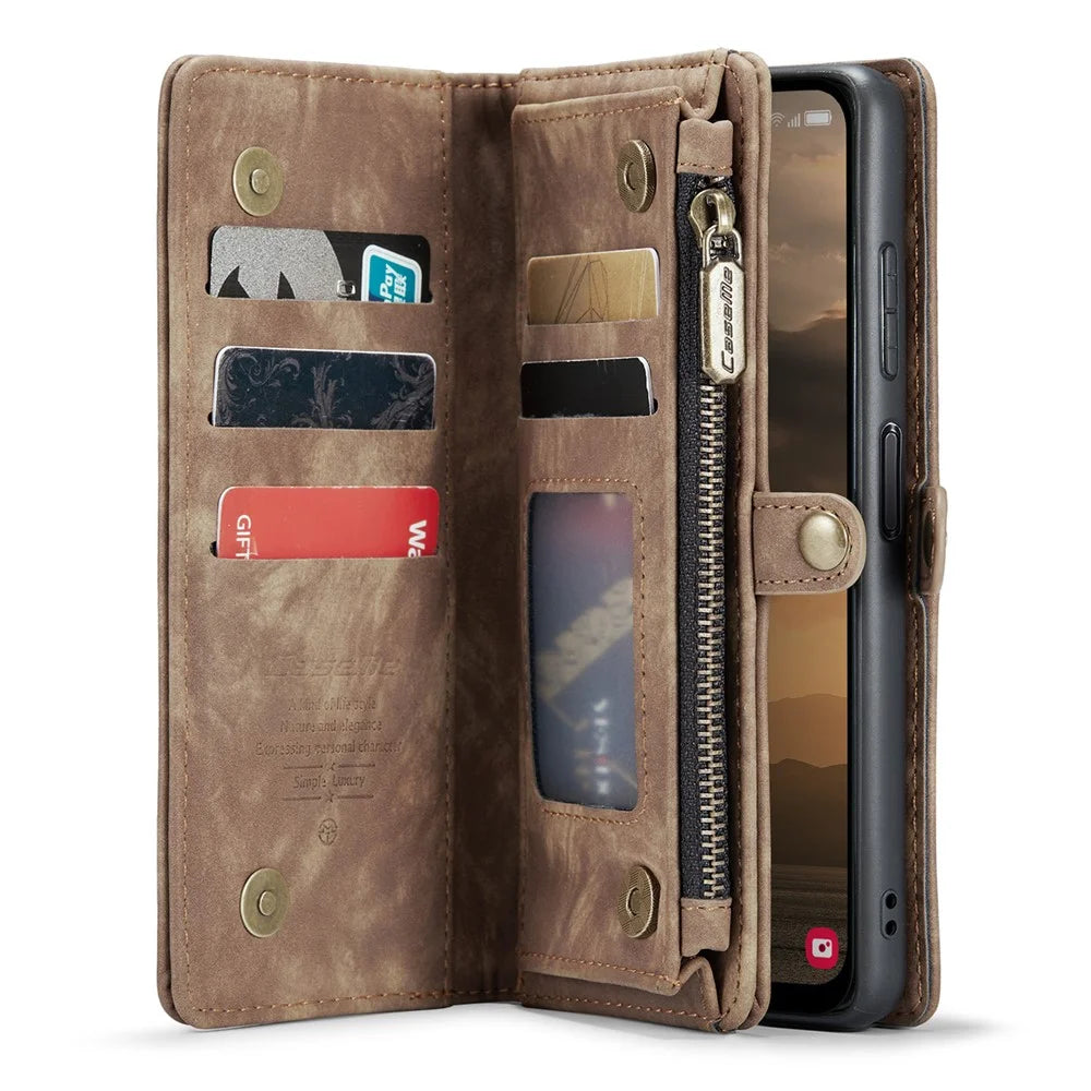 For Samsung Galaxy A25 5G (Global) (161mm) Phone Cases CASEME 008 Leather Cover with Detachable Wallet and Strap - Brown - 3