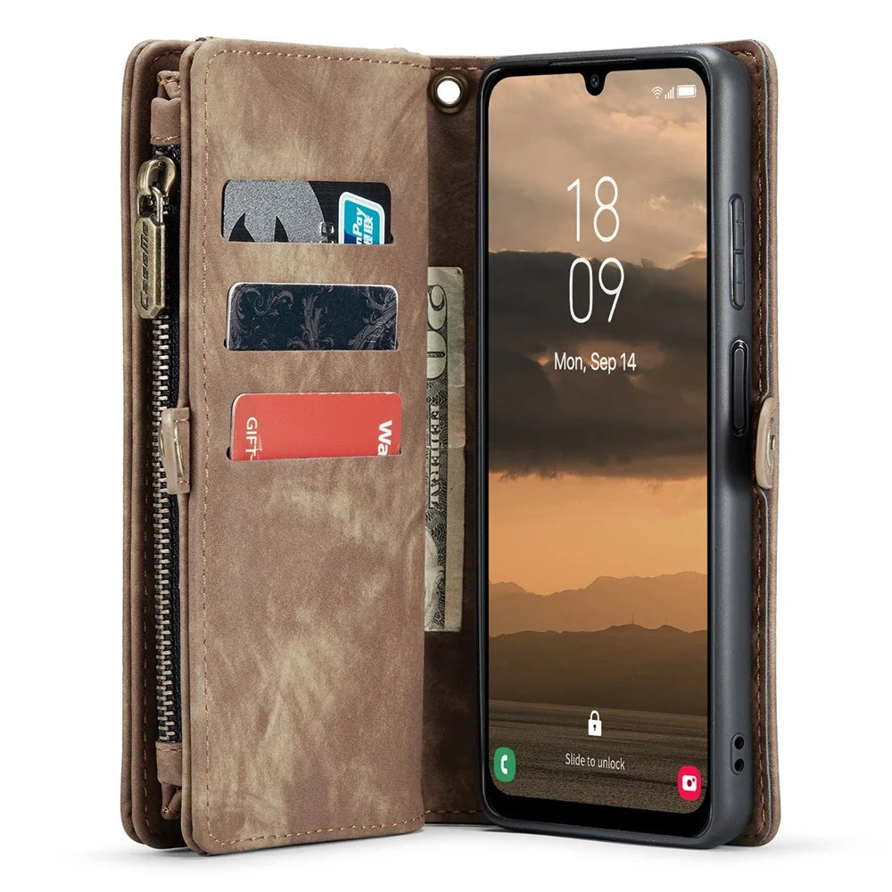 For Samsung Galaxy A25 5G (Global) (161mm) Phone Cases CASEME 008 Leather Cover with Detachable Wallet and Strap - Brown - 4