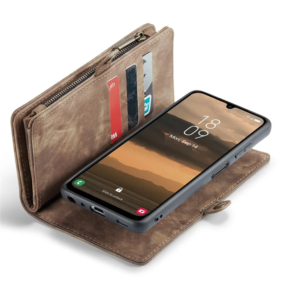 For Samsung Galaxy A25 5G (Global) (161mm) Phone Cases CASEME 008 Leather Cover with Detachable Wallet and Strap - Brown - 5