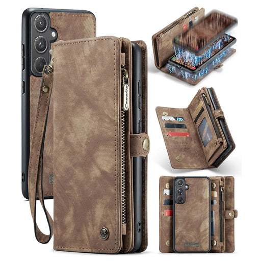 For Samsung Galaxy A55 5G Phone Cases CASEME 008 Leather Cover with Detachable Wallet and Strap - Brown - 1