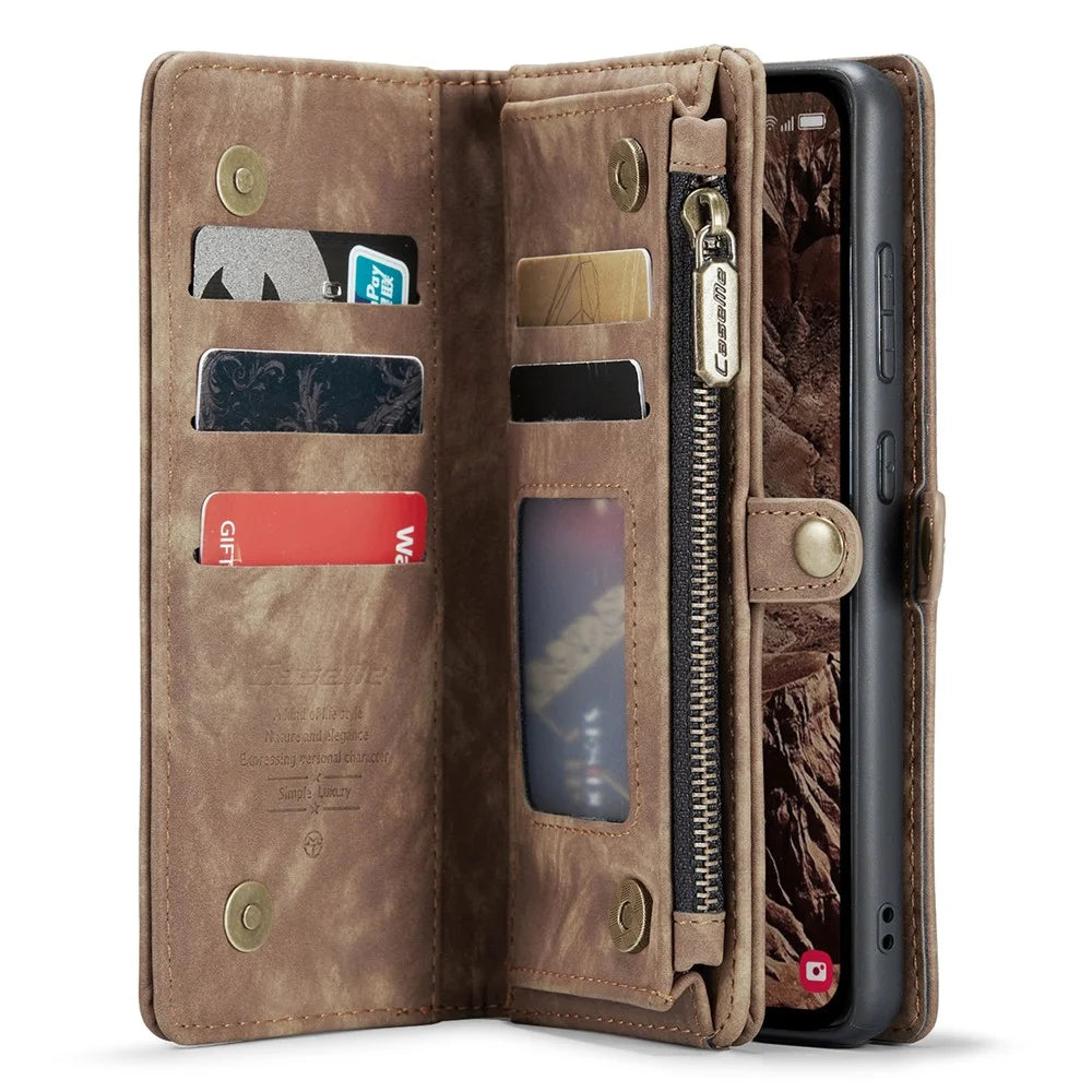 For Samsung Galaxy A55 5G Phone Cases CASEME 008 Leather Cover with Detachable Wallet and Strap - Brown - 3