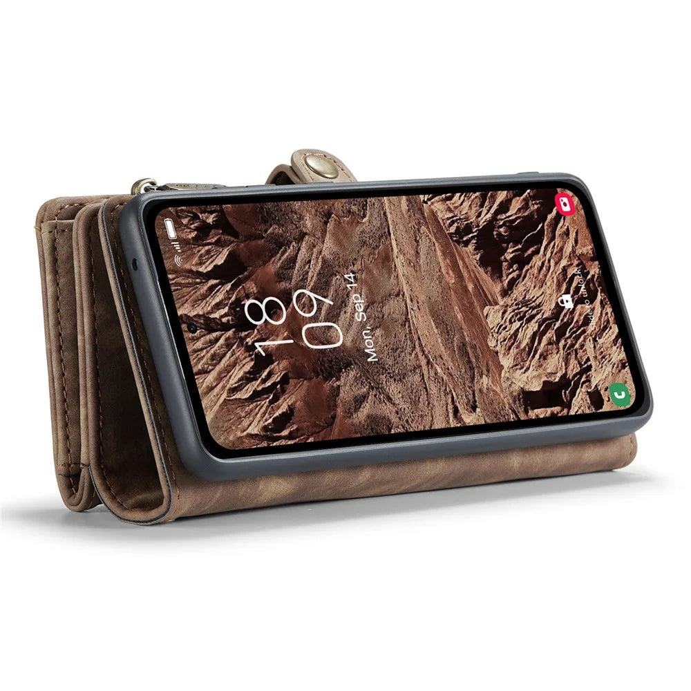 For Samsung Galaxy A55 5G Phone Cases CASEME 008 Leather Cover with Detachable Wallet and Strap - Brown - 6