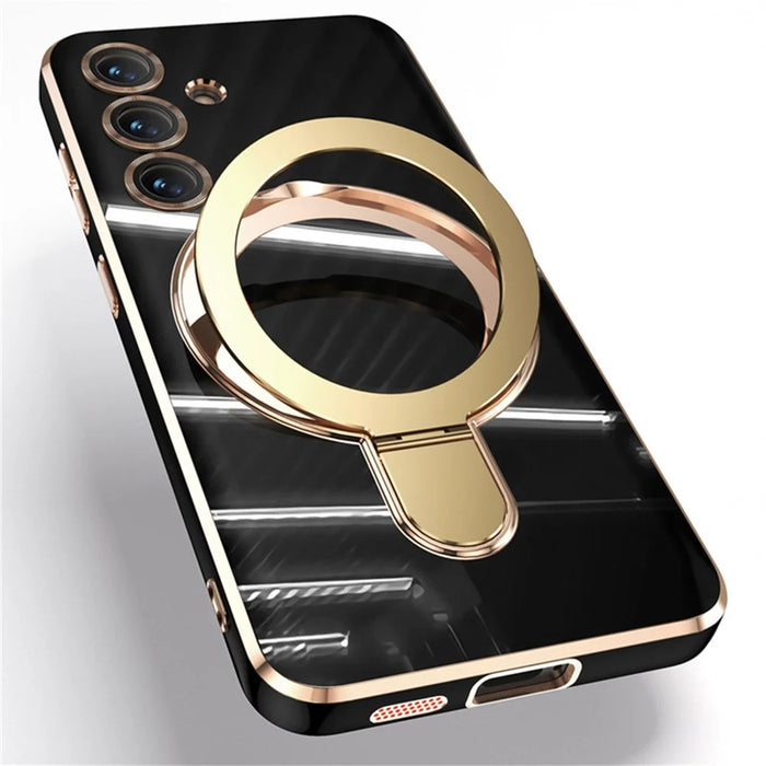 For Samsung Galaxy S24+ Kickstand Magnetic Case TPU Phone Cover - Black - 2