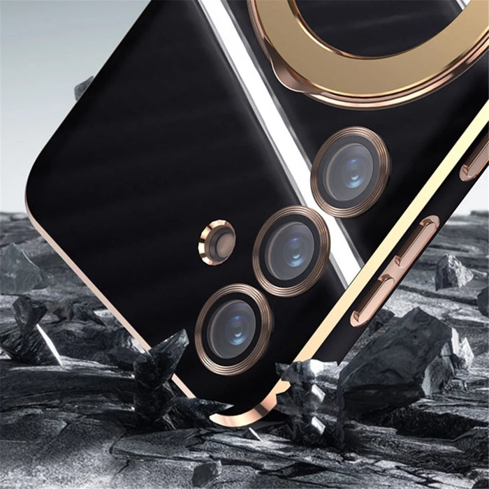 For Samsung Galaxy S24+ Kickstand Magnetic Case TPU Phone Cover - Black - 5