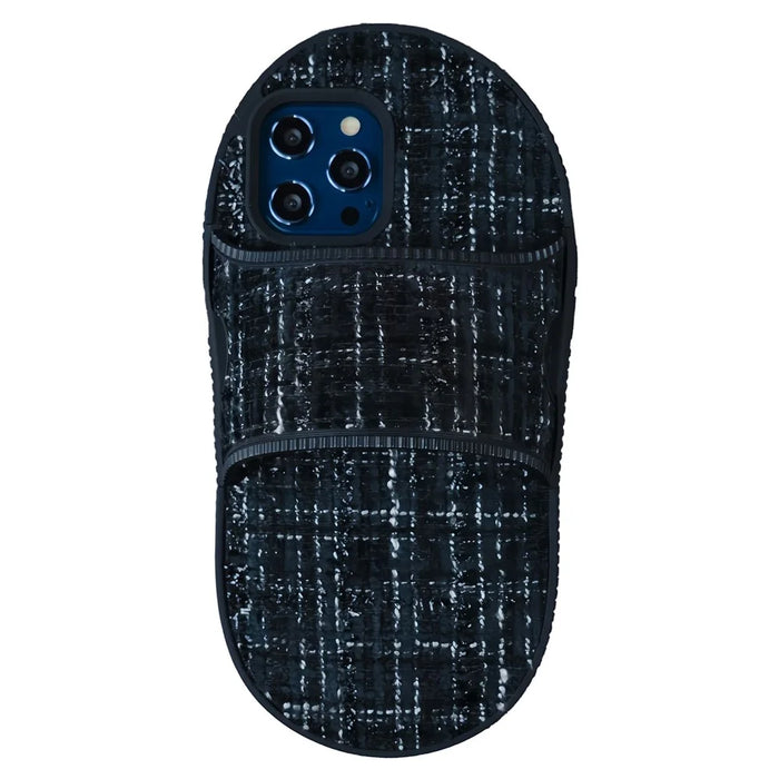 For iPhone 14 Pro Case Slipper Design Kickstand TPU Shockproof Phone Cover - Black - 1
