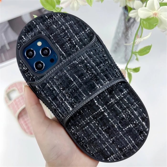 For iPhone 15 Pro Max Shockproof Phone Case Slipper Design Kickstand TPU Phone Cover - Black - 2