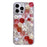 For iPhone 12 / 12 Pro Case Rose Flowers Pearls Rhinestones Decor PC+TPU Phone Cover - Red - 1