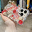 For iPhone 12 / 12 Pro Case Rose Flowers Pearls Rhinestones Decor PC+TPU Phone Cover - Red - 3