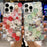 For iPhone 12 / 12 Pro Case Rose Flowers Pearls Rhinestones Decor PC+TPU Phone Cover - Red - 4