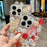 For iPhone 12 / 12 Pro Case Rose Flowers Pearls Rhinestones Decor PC+TPU Phone Cover - Red - 6