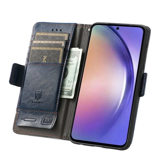 For Samsung Galaxy A55 5G Phone Cases CASENEO PU Leather Cover Stand with RFID Blocking Wallet - Dark Blue - 2