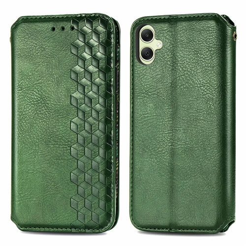 For Samsung Galaxy A05 4G PU Leather Case Rhombus Imprint Wallet Stand Phone Cover - Green - 1