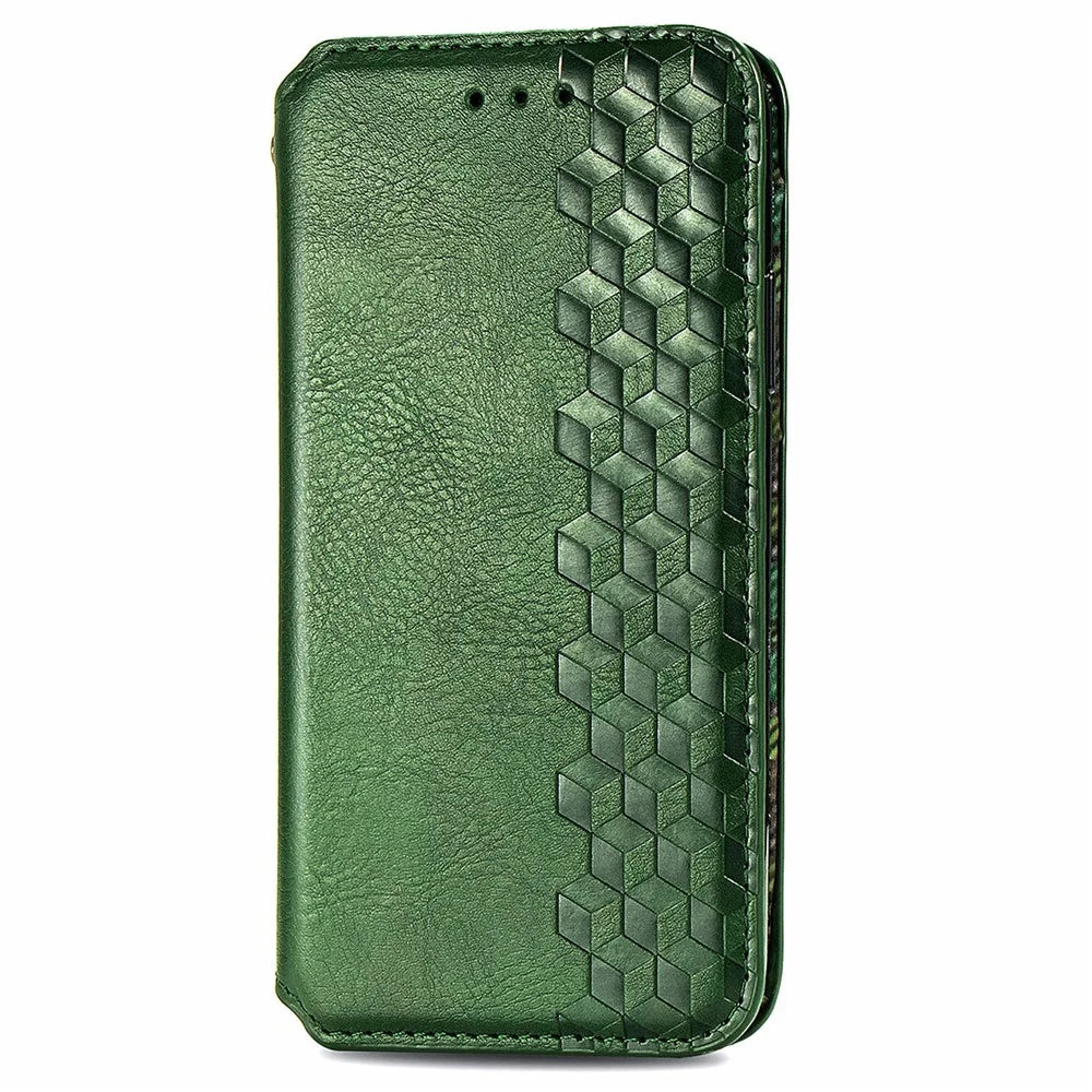 For Samsung Galaxy A05 4G PU Leather Case Rhombus Imprint Wallet Stand Phone Cover - Green - 5