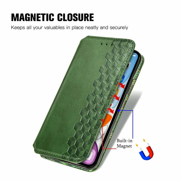 For OnePlus 12 5G PU Leather Case Rhombus Imprint Wallet Stand Phone Cover - Green - 4