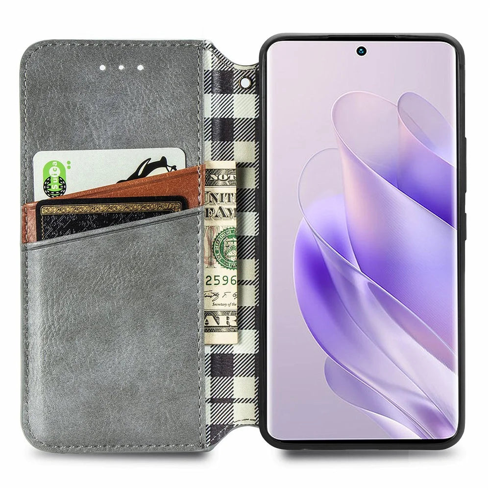 For Infinix Zero 30 4G PU Leather Case Rhombus Imprint Wallet Stand Phone Cover - Grey - 2