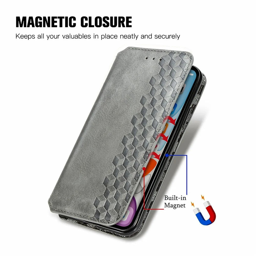 For Infinix Zero 30 4G PU Leather Case Rhombus Imprint Wallet Stand Phone Cover - Grey - 4