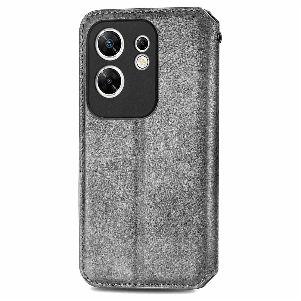 For Infinix Zero 30 4G PU Leather Case Rhombus Imprint Wallet Stand Phone Cover - Grey - 6