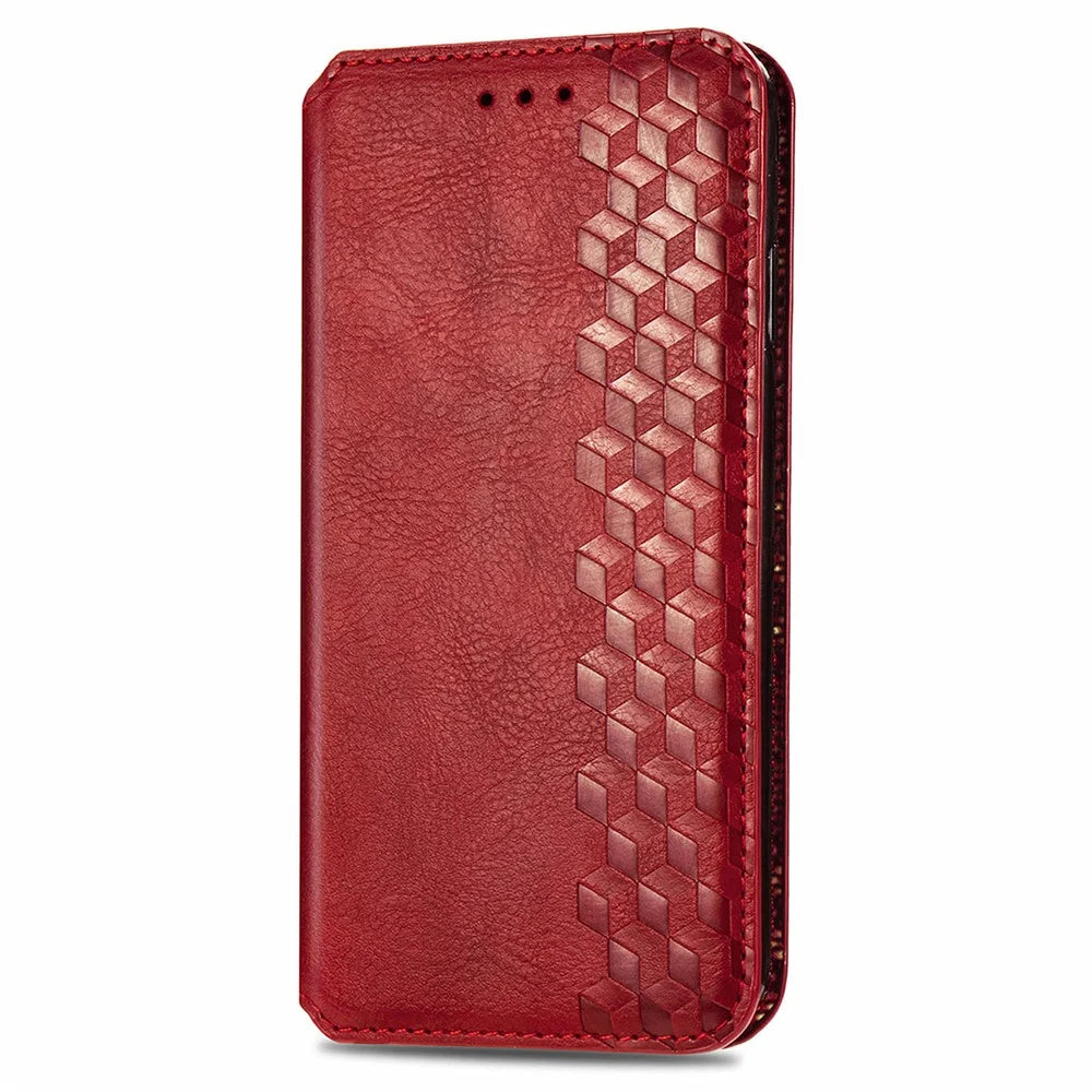 For Samsung Galaxy A05s 4G PU Leather Case Rhombus Imprint Wallet Stand Phone Cover - Red - 5