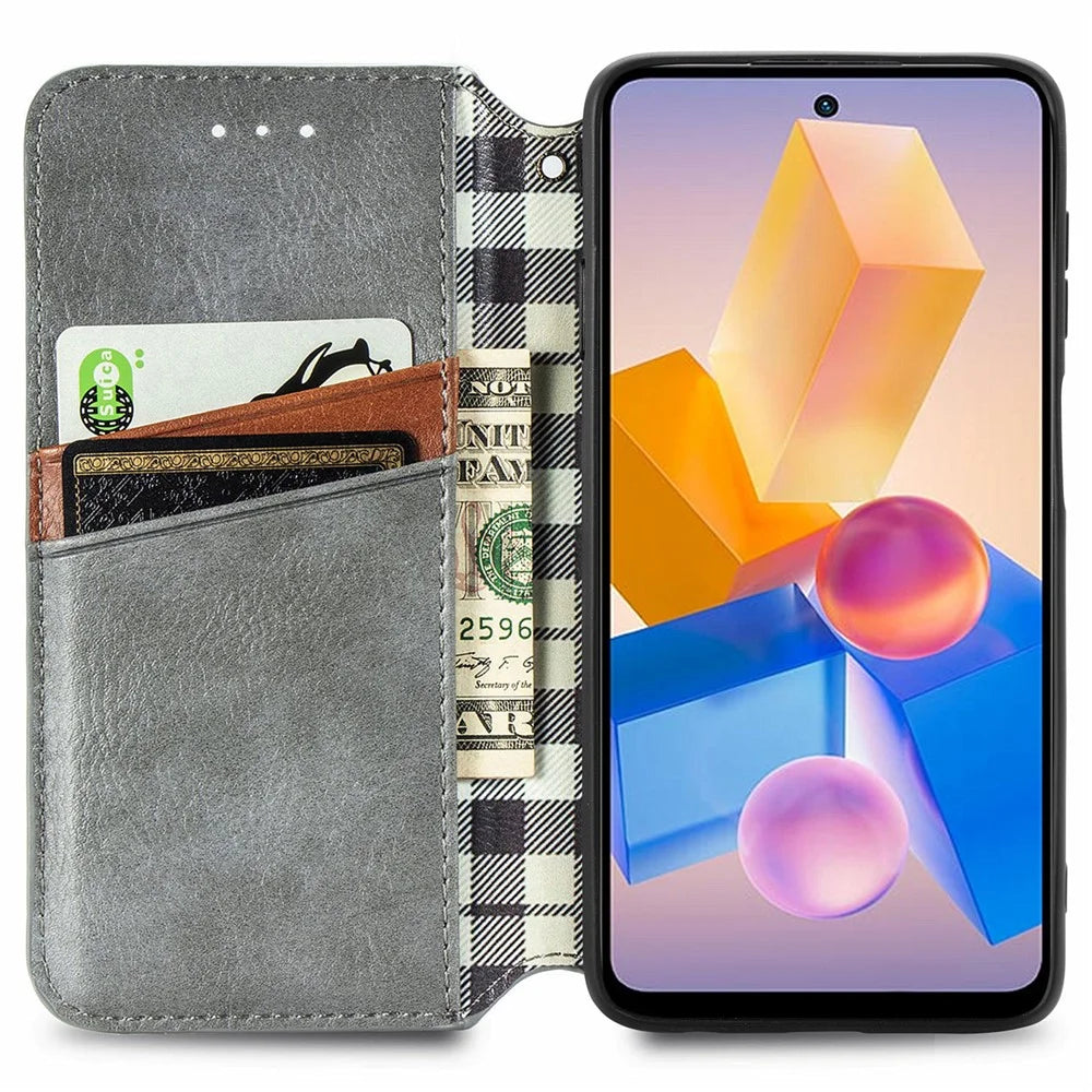 For Infinix Hot 40i PU Leather Case Rhombus Imprint Wallet Stand Phone Cover - Grey - 2