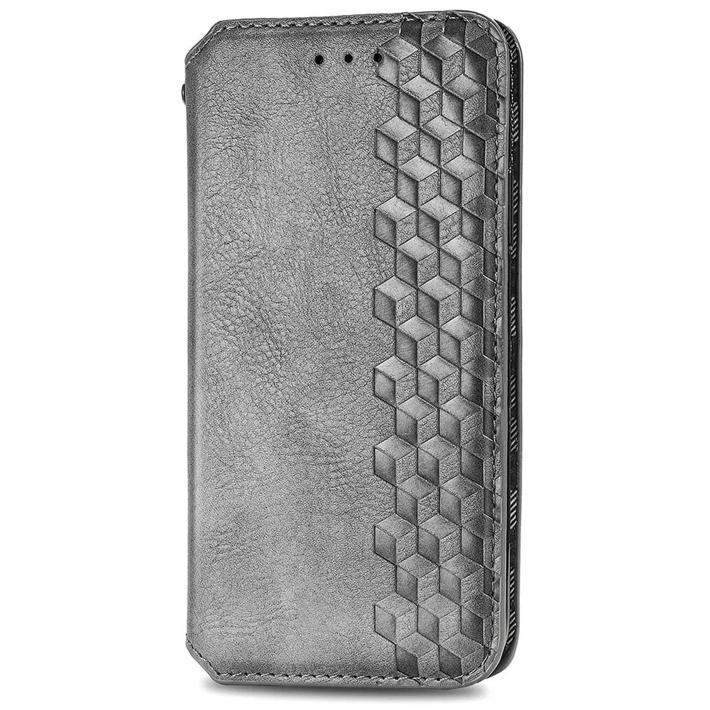 For Infinix Hot 40i PU Leather Case Rhombus Imprint Wallet Stand Phone Cover - Grey - 5