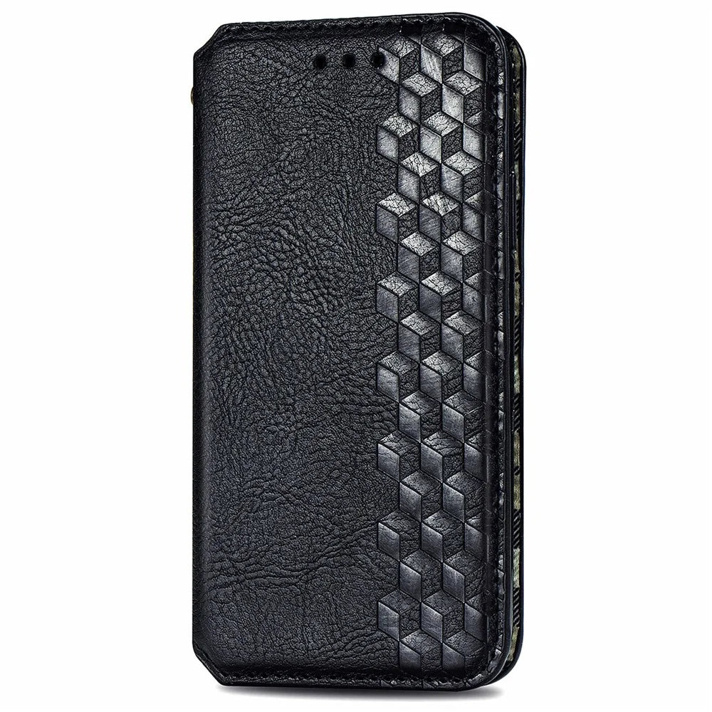 For Samsung Galaxy Xcover7 PU Leather Case Rhombus Imprint Wallet Stand Phone Cover - Black - 5