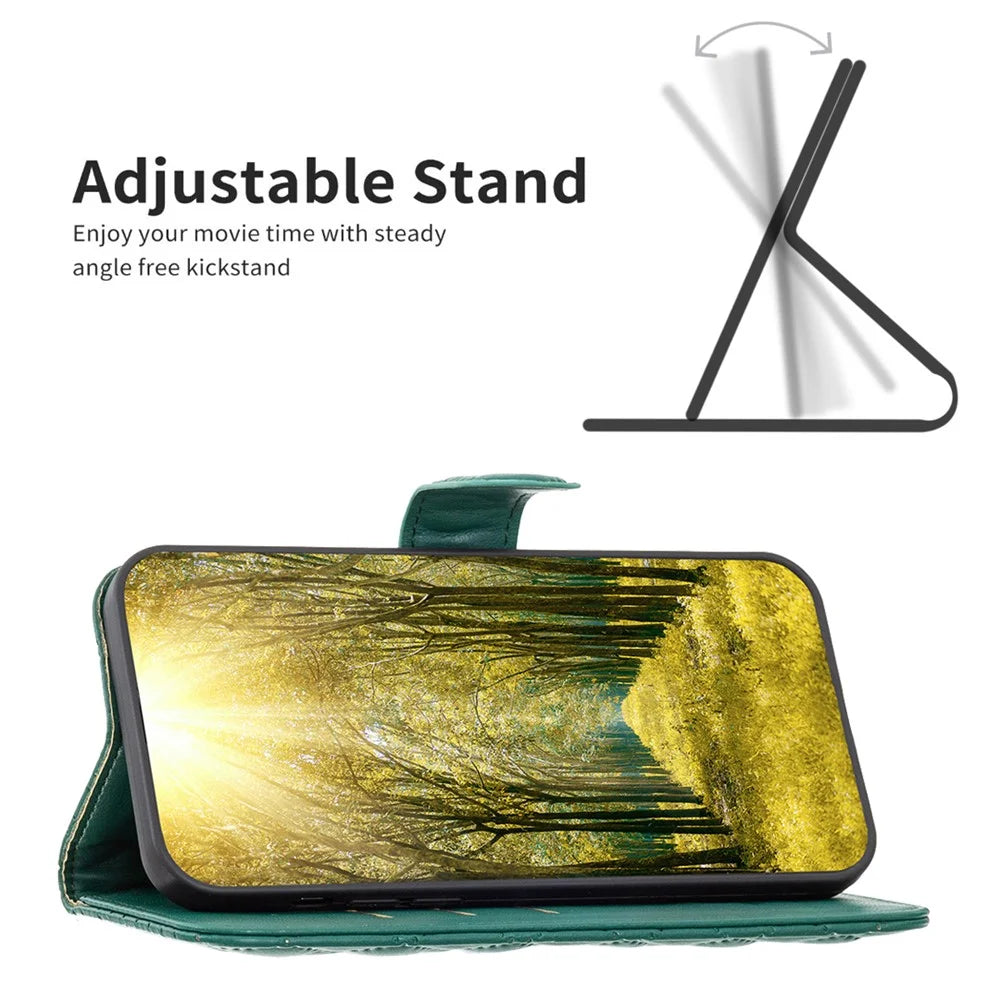 BINFEN COLOR BF Style-14 For Sony Xperia 10 VI Case Rhombus Grid Phone Cover with Magnetic Clasp - Green - 2