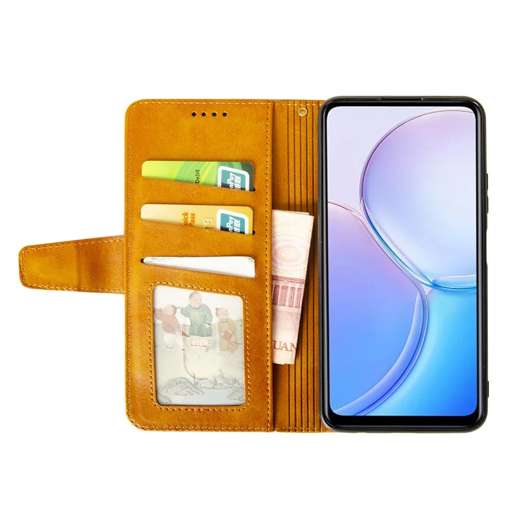IDEWEI For vivo V30 Pro 5G Leather Case Card Slots Wallet Calf Texture Phone Cover - Orange - 2
