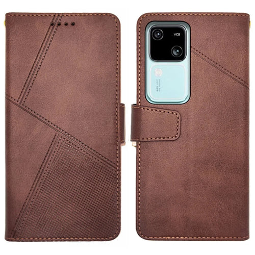 IDEWEI For vivo V30 5G PU Leather Case Card Slots Wallet Calf Texture Phone Cover - Brown - 1