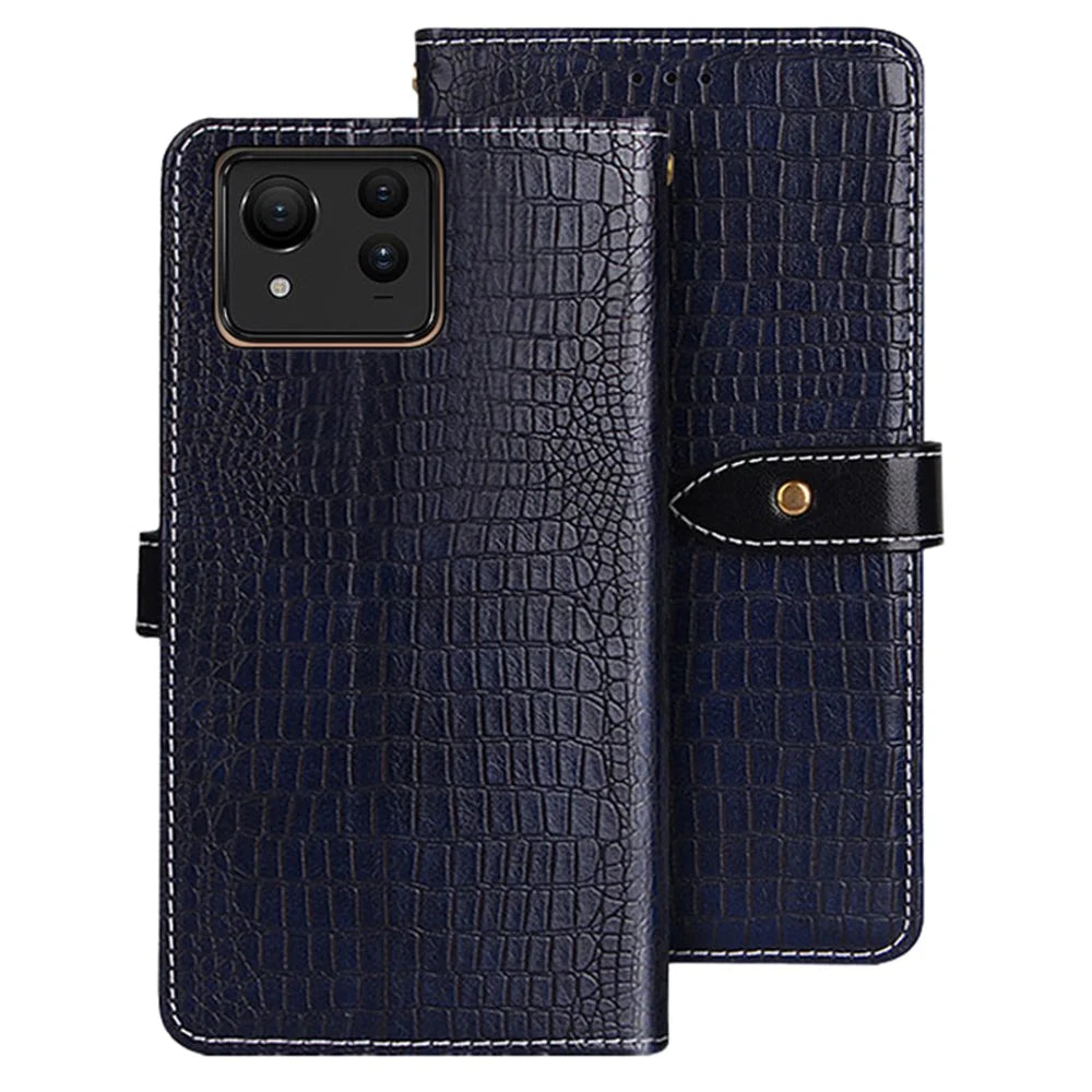 IDEWEI For Asus Zenfone 11 Ultra 5G PU Leather Case Crocodile Texture Flip Wallet Phone Back Cover - Blue - 1