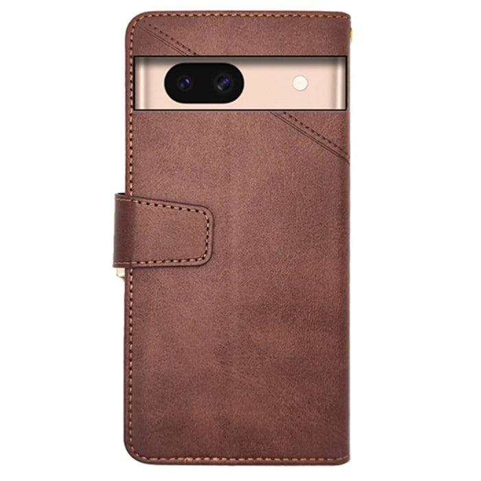 IDEWEI For Google Pixel 8a Case Card Slots Wallet Calf Texture PU Leather Phone Cover - Brown - 5