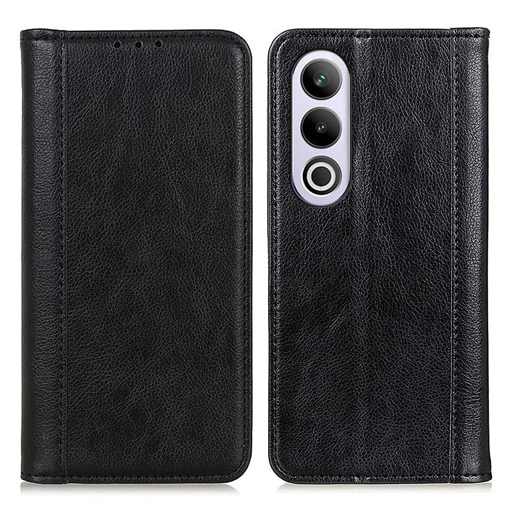 For OnePlus Nord CE4 5G Magnetic Case Litchi Texture Split Leather Phone Cover - Black - 1