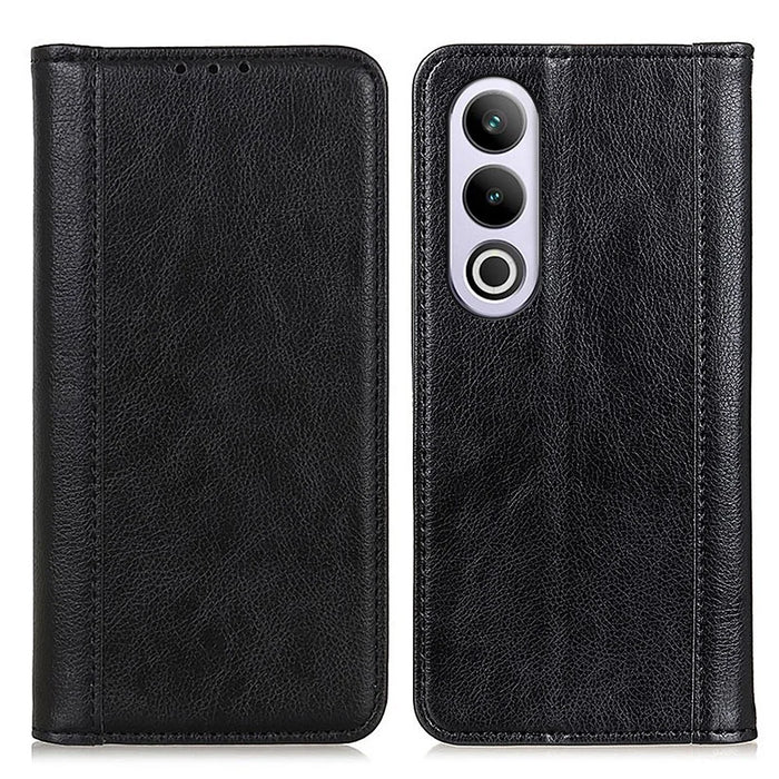 For OnePlus Nord CE4 5G Magnetic Case Litchi Texture Split Leather Phone Cover - Black - 1