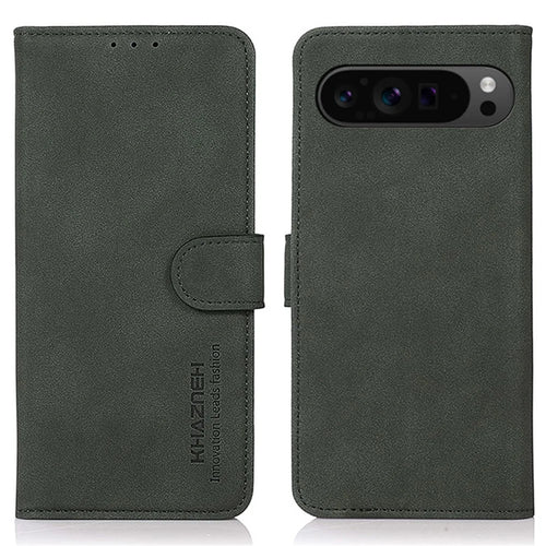KHAZNEH For Google Pixel 10 Pro XL / 9 Pro XL Phone Case Folding Stand Cover Leather Wallet Shell - Green - 1