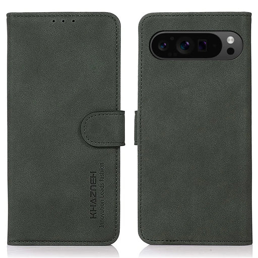 KHAZNEH For Google Pixel 10 Pro XL / 9 Pro XL Phone Case Folding Stand Cover Leather Wallet Shell - Green - 1