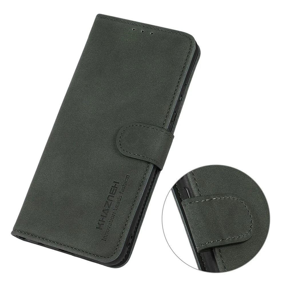 KHAZNEH For Google Pixel 10 Pro XL / 9 Pro XL Phone Case Folding Stand Cover Leather Wallet Shell - Green - 5