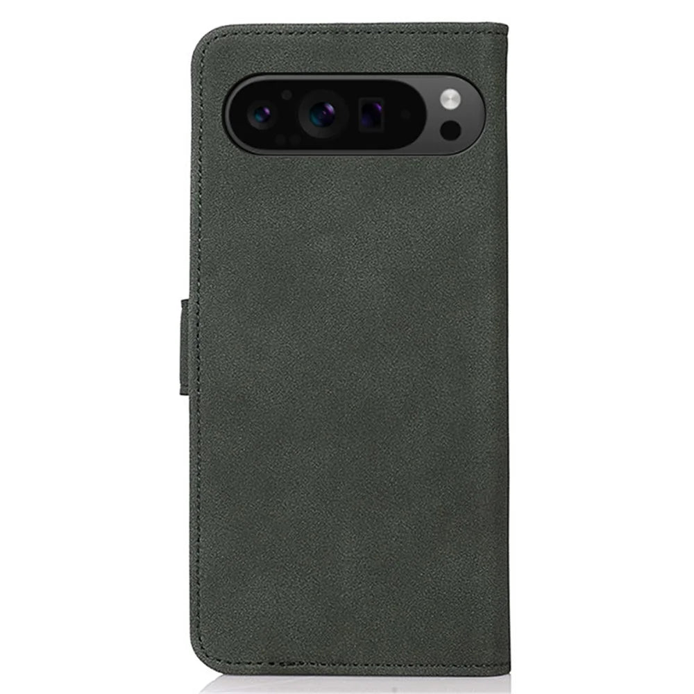 KHAZNEH For Google Pixel 10 Pro XL / 9 Pro XL Phone Case Folding Stand Cover Leather Wallet Shell - Green - 7