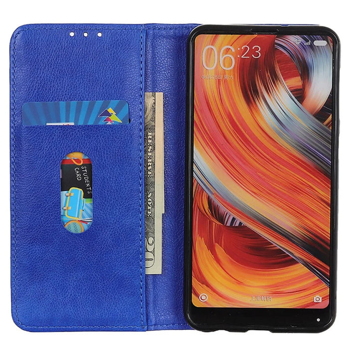 For Google Pixel 10 Pro XL / 9 Pro XL Case Anti-Scratch Litchi Texture Split Leather Wallet Stand Phone Cover - Blue - 2