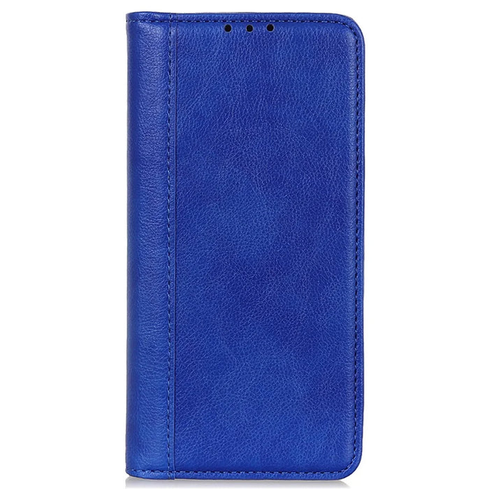 For Google Pixel 10 Pro XL / 9 Pro XL Case Anti-Scratch Litchi Texture Split Leather Wallet Stand Phone Cover - Blue - 6